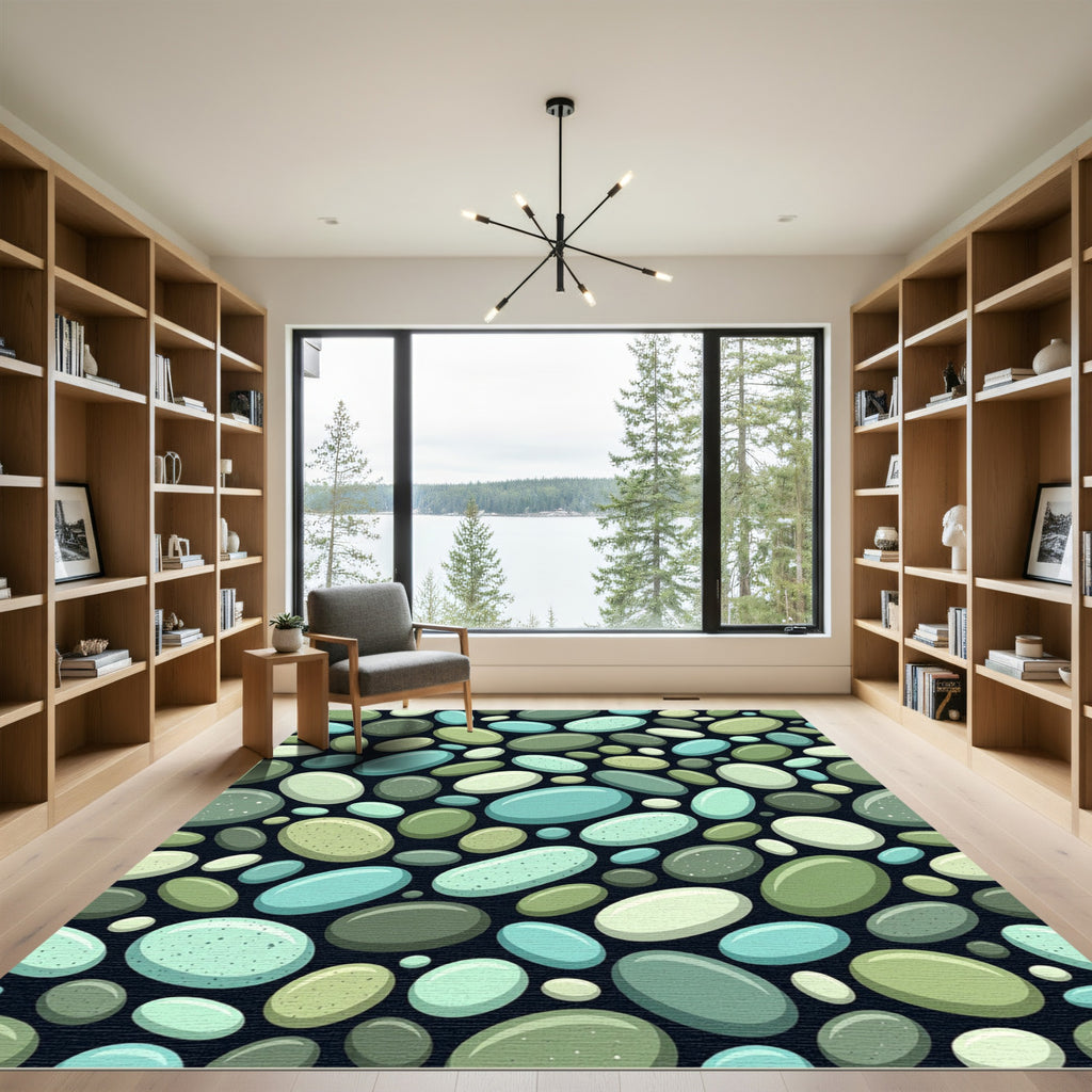 Aqua Green Pebble Scatter Rug