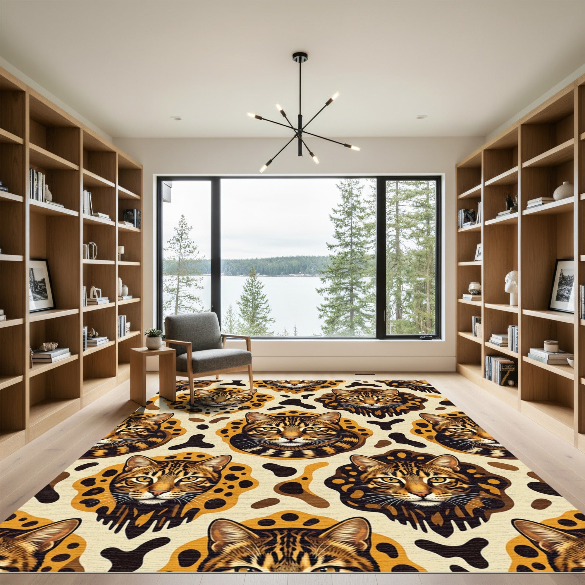 Safari Cat Face Animal Print Rug