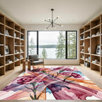 Crimson Carnations Watercolor Swirl Rug