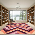 Abstract Retro Chevron Geometric Warm Sunset Tones Rug