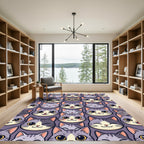 Whimsical Purple Kitten Face Grid Rug