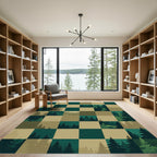 Forest Squares Evergreen Forest Panorama Rug