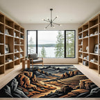 Earthy Canyon Scene Jagged Peaks Rug