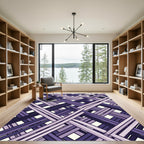 Contemporary Purple Intersecting Diagonal Grid Rug