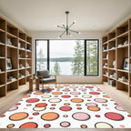 Playful Coral Pink Bubble Collage Rug