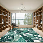 Deep Green Tropical Leaf Collage Rug
