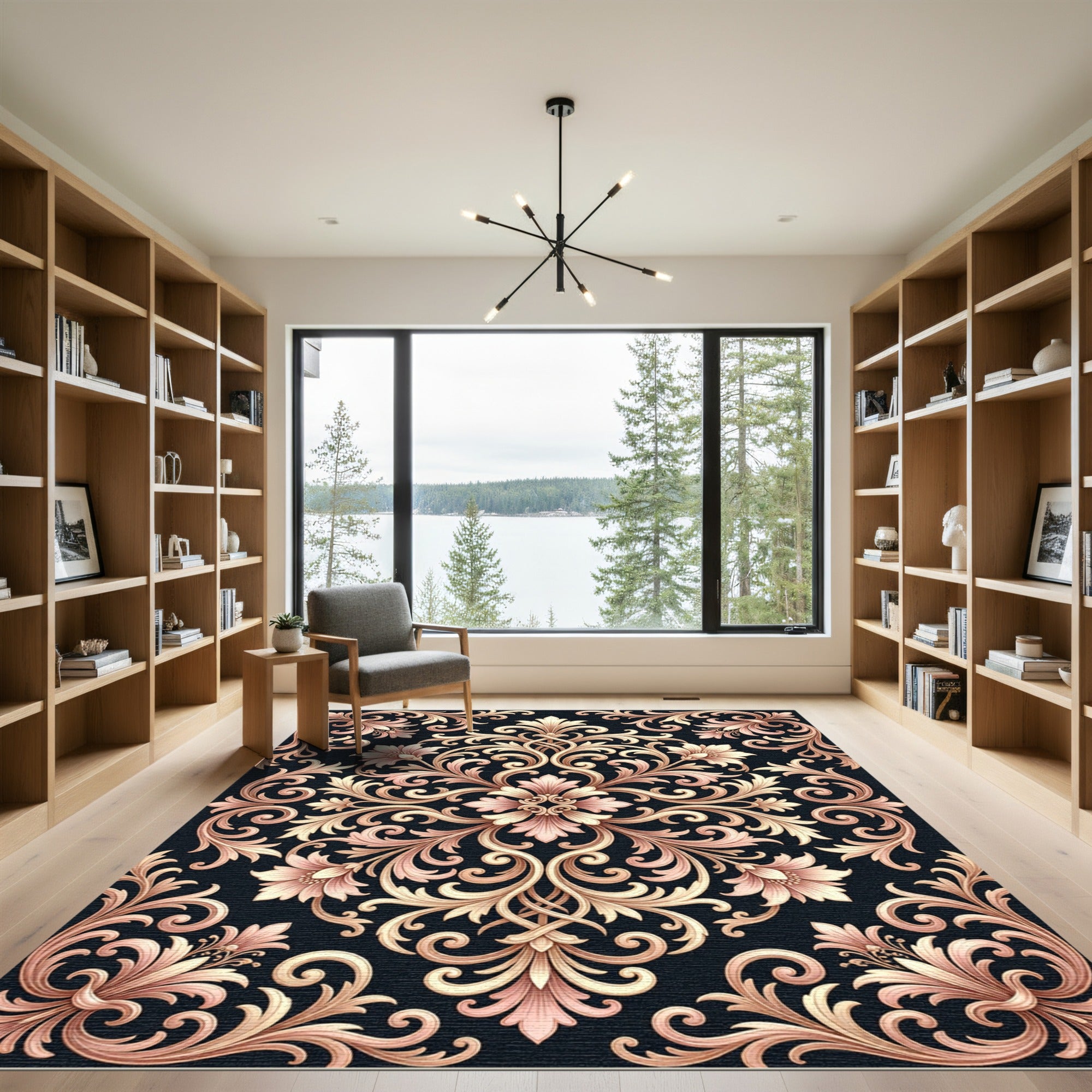 Elaborate Beige Floral Acanthus Swirls Rug