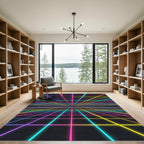 Neon Retrowave Infinite Symmetric Grid Rug
