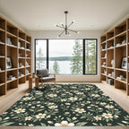 Dark Forest Floral Wreath Meadow Rug