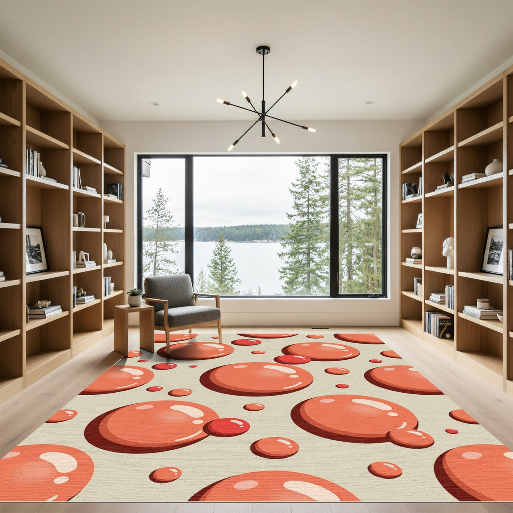 Playful Coral Sphere Bubble Art Rug