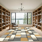 Mid-Century Modern Rounded Squares Composition Rug