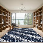 Modern Navy Monochrome Polka Dot Diagonal Rug