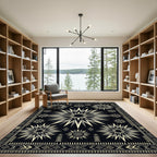 Monochromatic Sunburst Geometric Tribal Rug