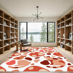 Whimsical Terracotta Abstract Cat Illustration Rug