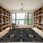 Gold and Gray Ornamental Vase Pattern Rug