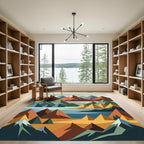 Earthy Geometric Mountain Landscape Rug