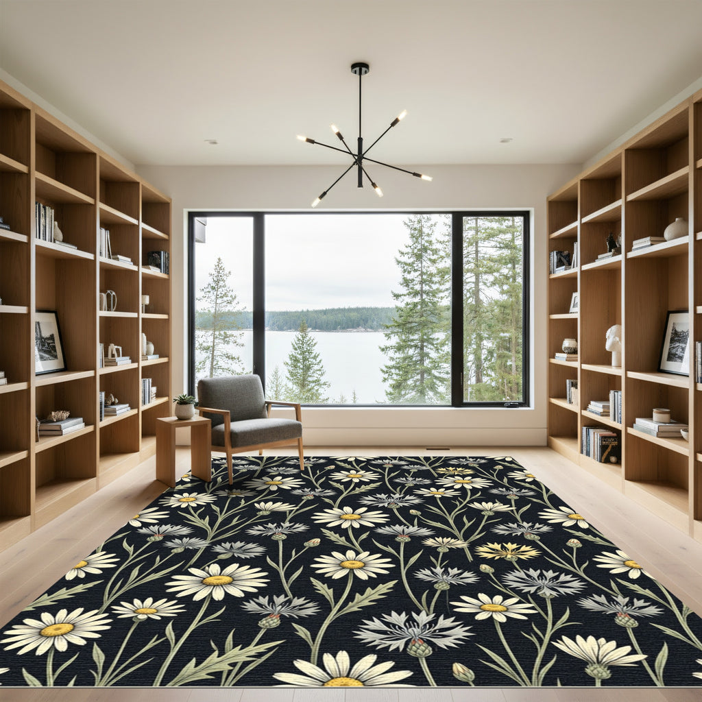 Botanical Daisy And Cornflower Meadow Rug