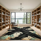 Black Ink Splatter Cross Abstract Rug