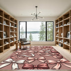 Elegant Blush Satin Ribbon Bows Rug