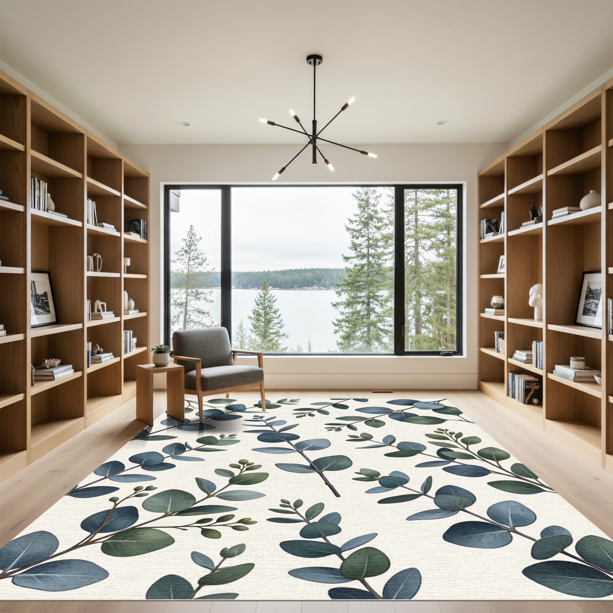 Eucalyptus Leaf Botanical Sage Backdrop Rug