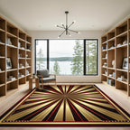 Radiant Gold Red Sunburst Rays Rug