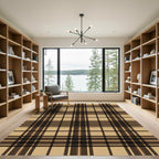Classic Brown Tartan Plaid Square Rug