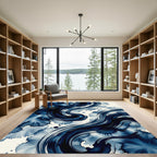 Deep Indigo Ink Swirls Rug