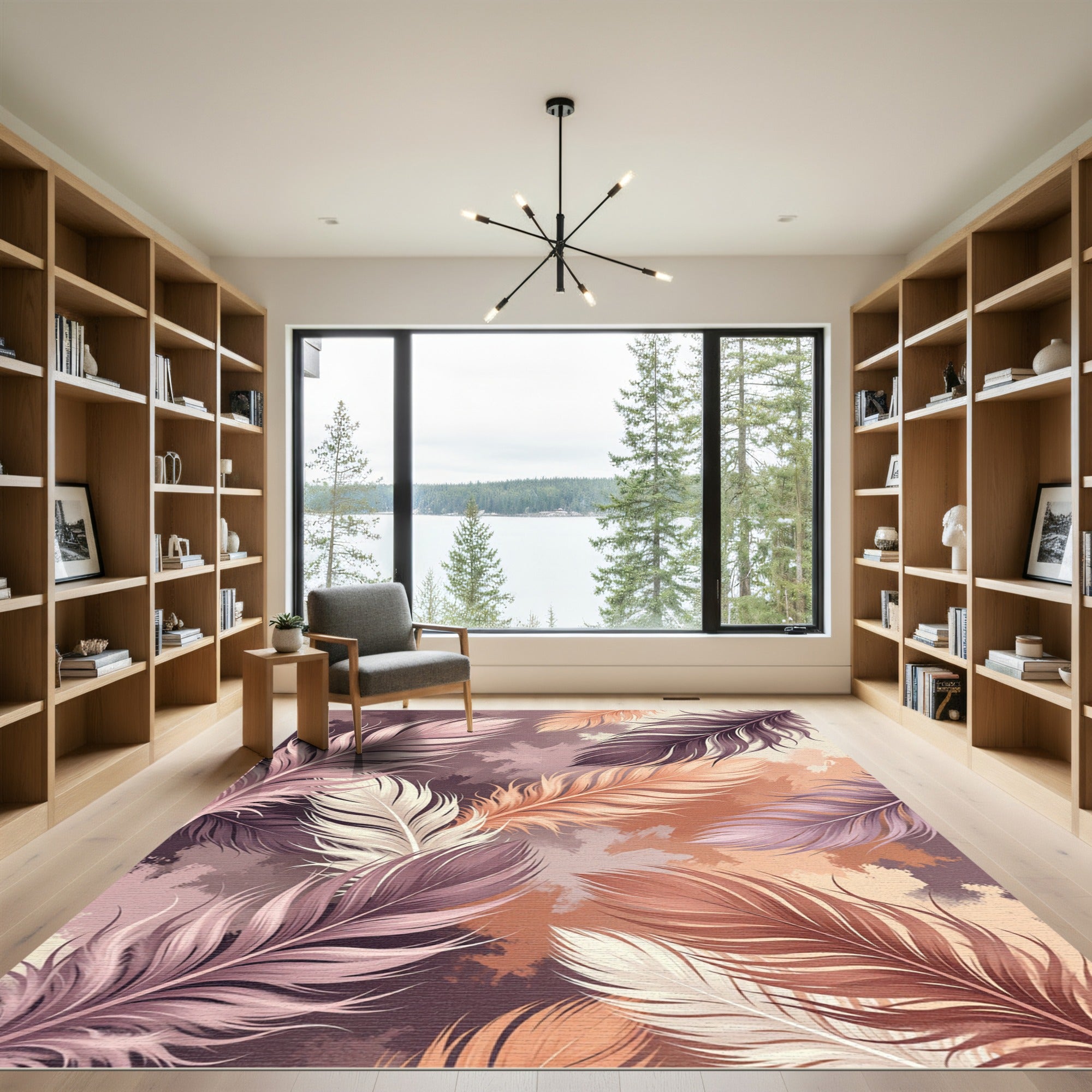 Ethereal Pastel Feather Watercolor Composition Rug