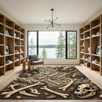 Fossilized Paleontological Earthy Bone Illustration Rug