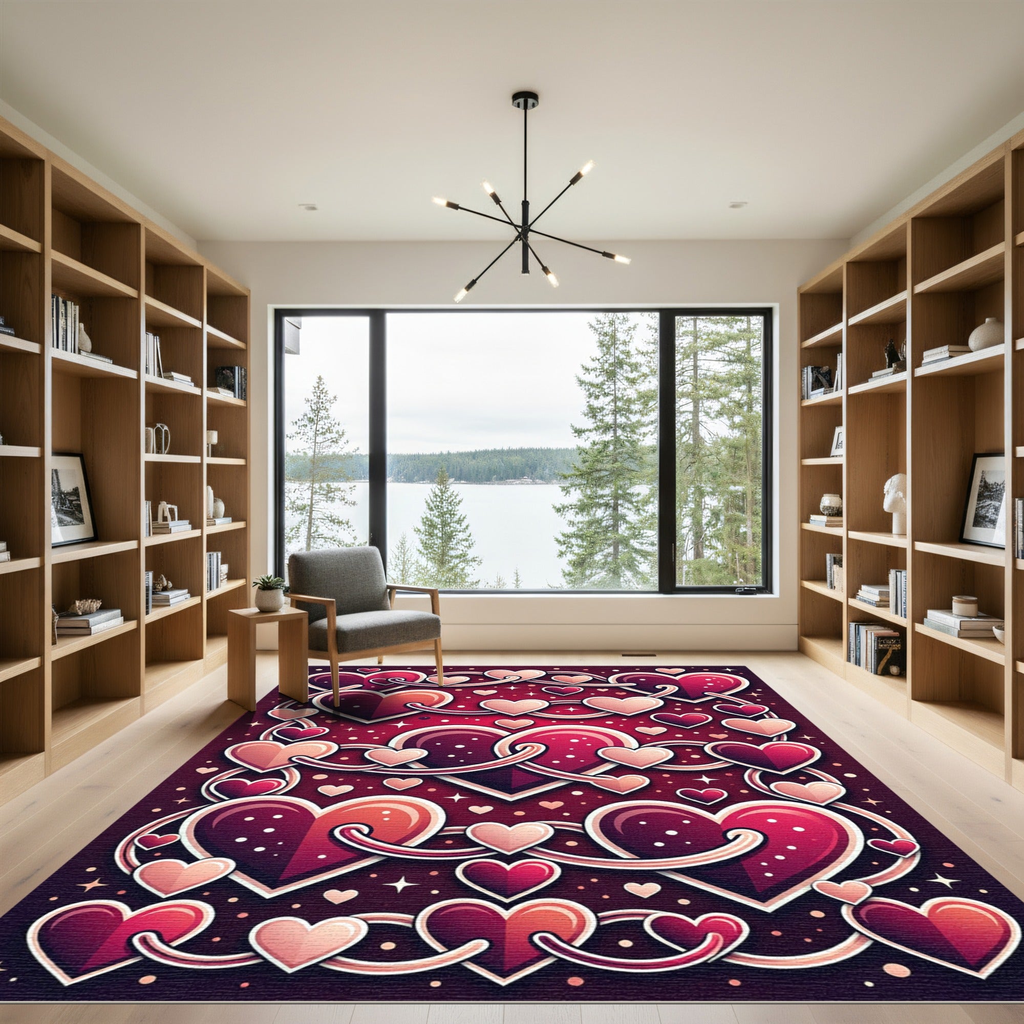 Red Pink Heart Weave Arrangement Rug