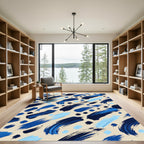 Navy and Azure Abstract Brushstroke Rug