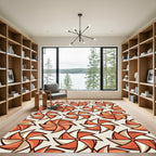 Retro Orange Pinwheel Swirl Rug
