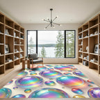 Iridescent Floating Bubbles Sphere Art Rug