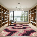 Rose Pink Contour Topographic Waves Rug