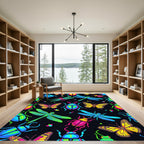 Neon Pixelated Insect Garden Art Rug