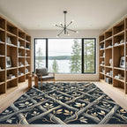 Gray Lattice Vine Botanical Rug