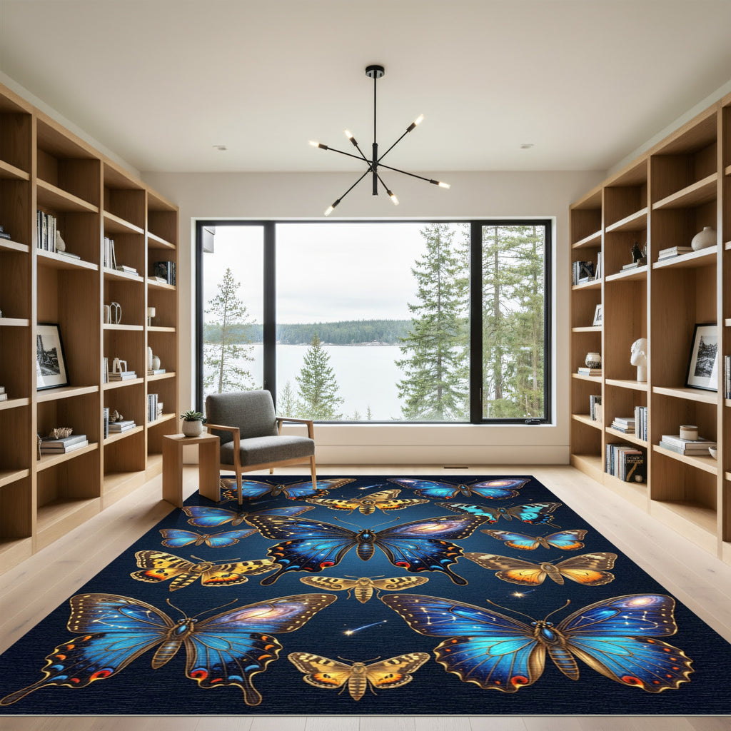 Ethereal Cosmic Butterfly Galaxy Night Sky Rug