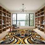 Fierce Tiger Face Golden Swirl Rug