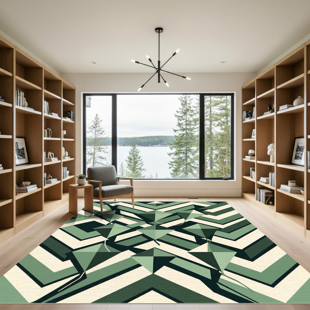 Sage Geometric Kite Chevron Area Rug