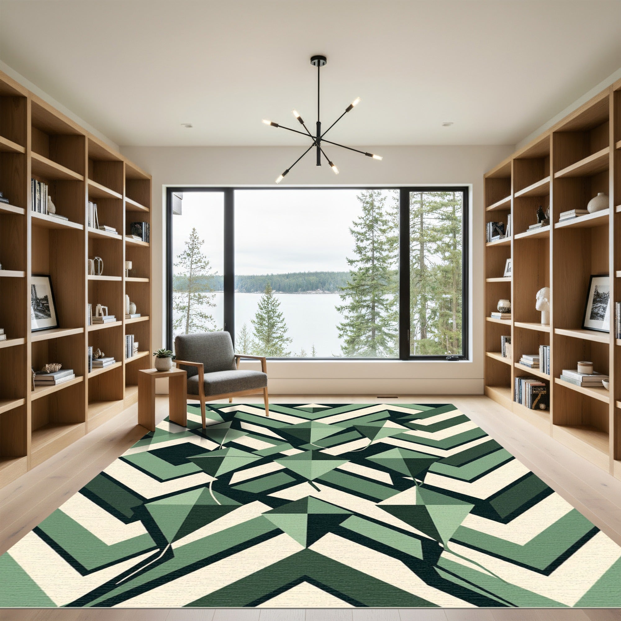 Sage Geometric Kite Chevron Area Rug