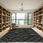 Black Waves Scallop Art Deco Rug