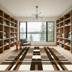 Brown Tan White Plaid Checkered Rug