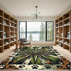 Celestial Sunburst Olive Paw Earthy Area Rug