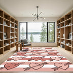 Pink Striped Hearts Arrow Motif Rug