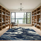 Minimalist Alpine Mountain Zen Line Art Rug