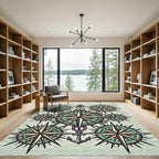 Nautical Compass Star Antique Wave Rug