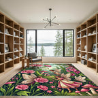Whimsical Pink Fairy Garden Meadow Rug