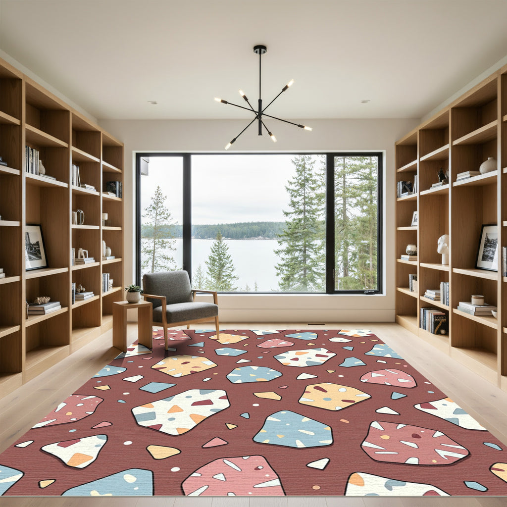 Modern Earthy Terrazzo Shape Mosaic Rug