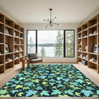 Lush Green Botanical Ivy Leaf Trail Rug