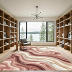 Rose Gold Marble Swirl Waves Rug